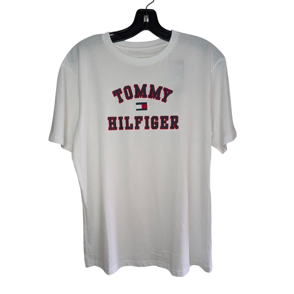 Tommy Hilfiger Boys Tops, Signature Logo White Short Sleeve Tee, Sz XL (20)
